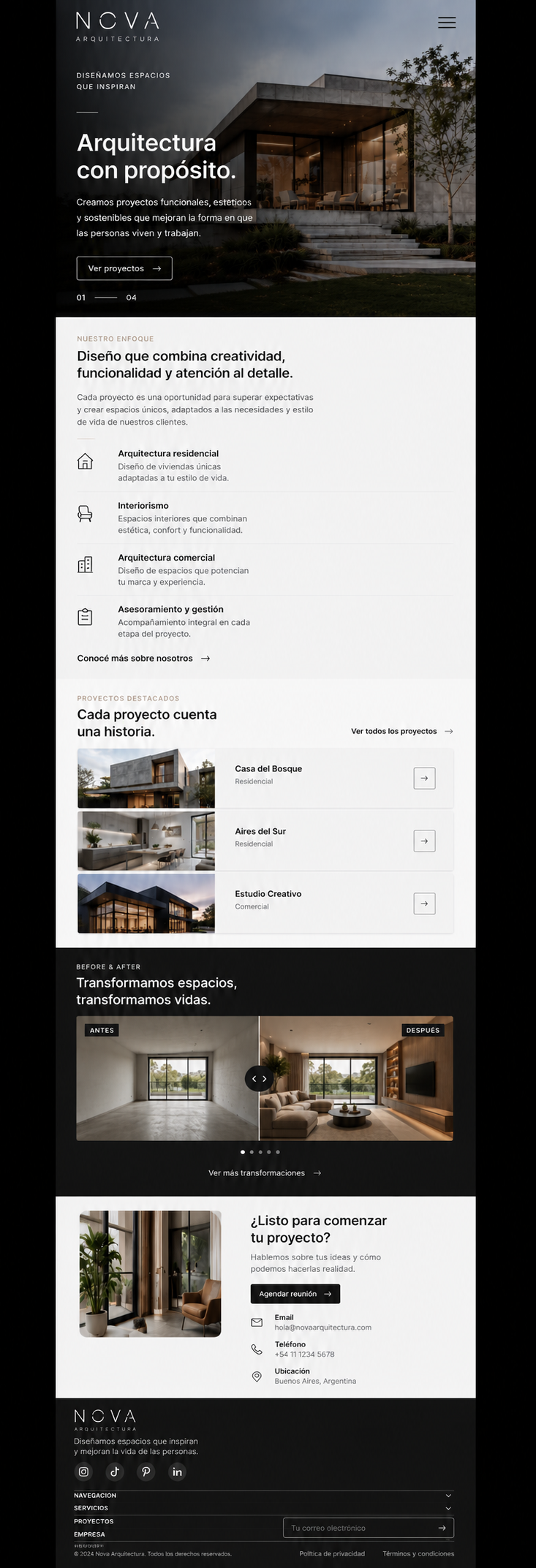 Nova Arquitectura — Vista móvil