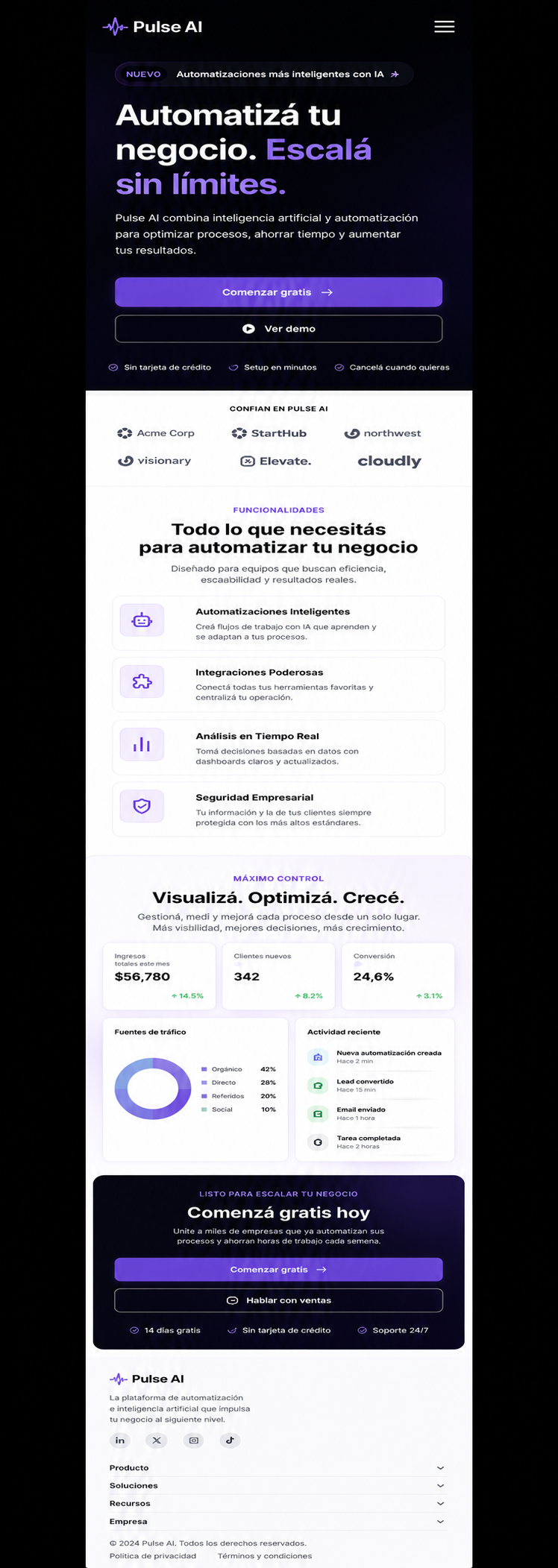 PulseAI — Vista móvil